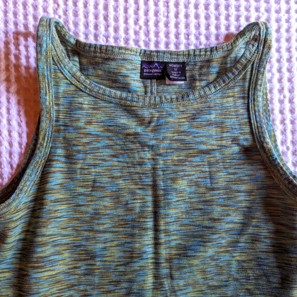 PATAGONIA Dress M Green Space-dye Built-in bra Mini-dress